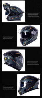 Casque rabattable casque de moto pour hommes Double lentille croisière moto de fond casque complet couvert crème solaire quatre saisons