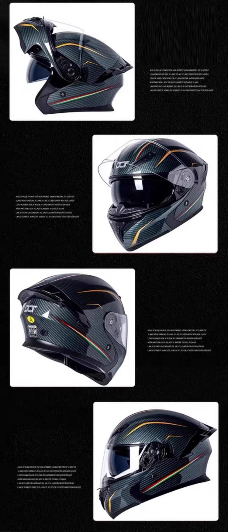 Casque rabattable casque de moto pour hommes Double lentille croisière moto de fond casque complet couvert crème solaire quatre saisons
