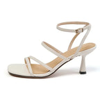 Sandales à Lanières de Rinçage pour Femme, Estivale, Sexy, ix, Parka Ouverte, Talons Hauts, Mode, Beige, Abricot, Un Mot, 2026