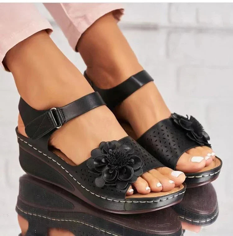 Femmes d'été sandales antidérapant chaussures légères pour femmes fleurs respirant classiques chaussures compensées femmes sandales femme 2026