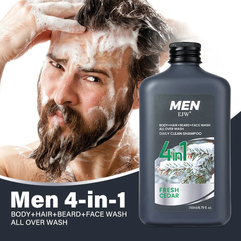 Nettoyant 4-en-1 pour le corps, les cheveux, la barbe et le visage pour hommes - Hydrate la peau, la barbe et les cheveux toute la journée, renforce les cheveux et la barbe, cadeau pour lui.