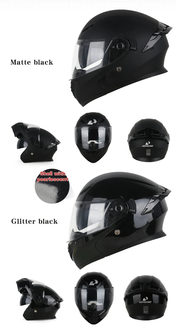 DOT Uchoose casques approuvés Crash moto équipement de protection hommes femmes casque rabattable moto visière Double soleil
