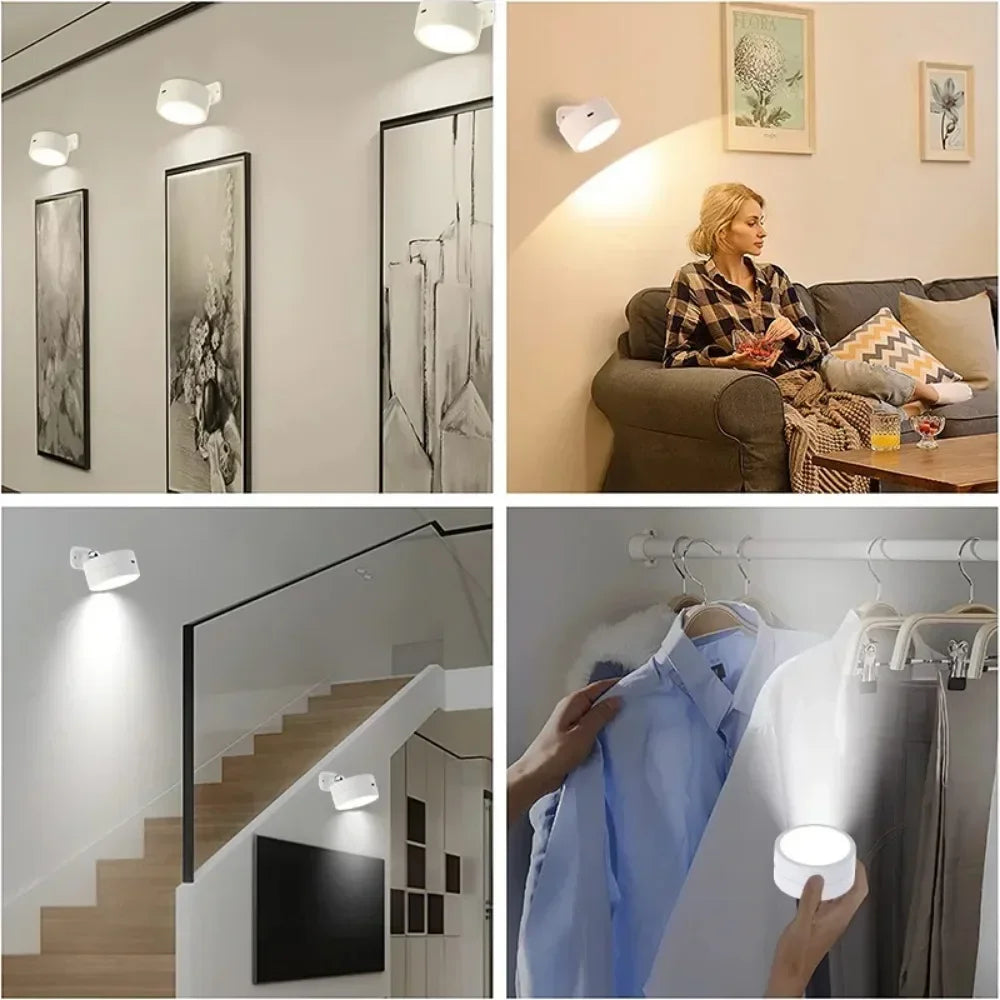 Lampes murales LED avec télécommande, appliques murales magnétiques sans fil, 3 couleurs, variable, rechargeable par USB, pour chambre à coucher, lampe de chevet
