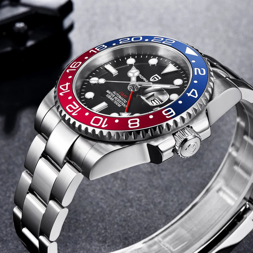 PAGANI DESIGN 40mm automatique GMT montre-bracelet en acier inoxydable étanche hommes montre haut de gamme mécanique sport montres hommes PD-1662