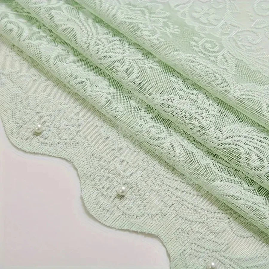 Rideau élégant en dentelle et perles de pays français, 1 pièce, avec motif de queue de phénix, parfait pour les salons et les chambres à coucher