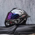 Casque de moto intégral ORZ-B08A, motif Mecha brillant, casque de course, casque de sécurité certifié DOT de Style italien avec Vi teinté