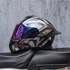 Casque de moto intégral ORZ-B08A, motif Mecha brillant, casque de course, casque de sécurité certifié DOT de Style italien avec Vi teinté
