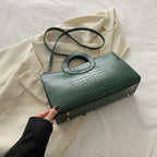 Sacs à main en cuir PU motif Crocodile pour femmes, sac carré vert, marque de mode, sacs à bandoulière, pochettes féminines