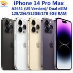 Original iPhone 14 Pro Max double eSIM 128/256/512GB 1 to ROM 6GB RAM 6.7 "véritable Retina OLED Face ID NFC A15 14ProMax 5G téléphone