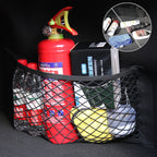 Filet de rangement pour coffre arrière de voiture, filet en maille pour siège, corde élastique, autocollant magique, sac de rangement universel, organisateur de poche pour voiture