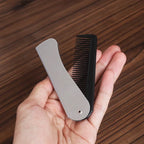 Peigne de poche pliable antistatique en acier pour hommes, tête d'huile, peigne à barbe Portable, outil de coiffure pliable, spécial pour perruques de vrais cheveux, 1 pièce