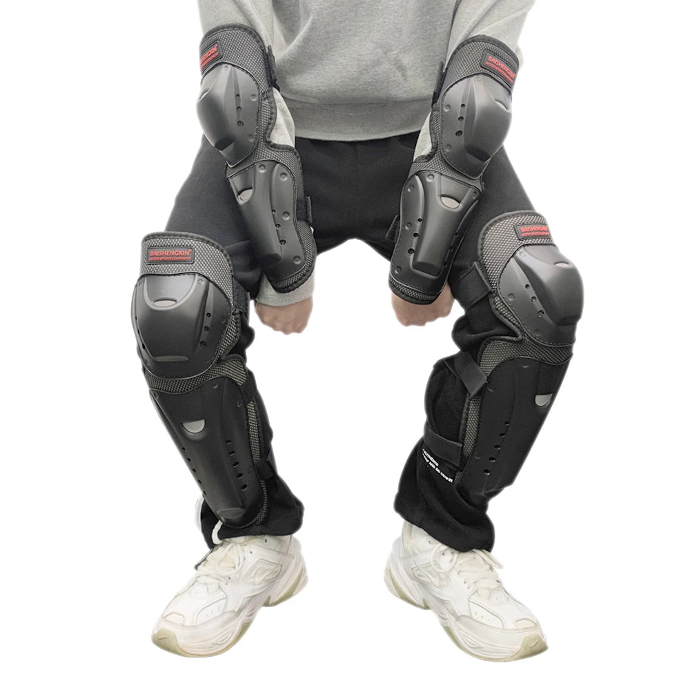 Accessoires de moto, équipement de protection d'équitation, 4 pièces/ensemble, genouillères et coudières, protections de patinage pour Motocross