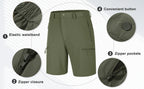TACVASEN Short cargo d'été à 5 poches zippées, séchage rapide, pour homme, short de pêche, extensible, pour la randonnée en plein air, short de travail en nylon, léger