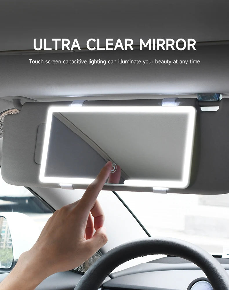 Rétroviseurs intérieurs de voiture, plaque pare-soleil, miroir de maquillage LED HD pour filles et femmes, lumière de remplissage aste, miroir de courtoisie fin universel