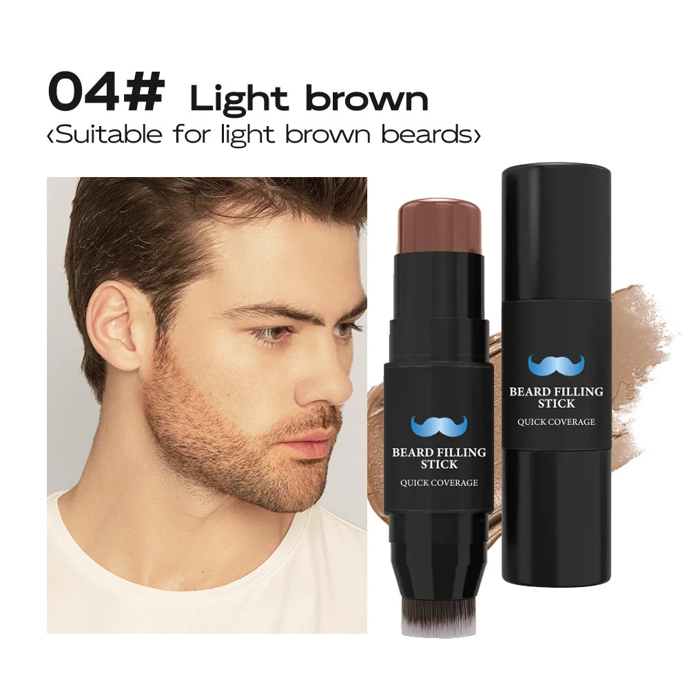 Bâton de remplissage de crayon à barbe et brosse pour hommes, stylo à barbe, bâton de retouche de racine de cheveux, couverture longue durée, maquillage pour moustache et cheveux