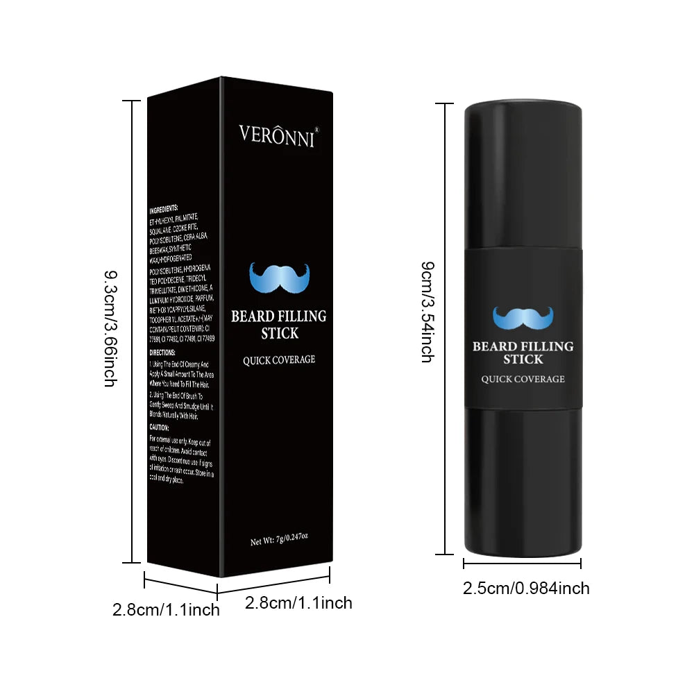 Bâton de remplissage de crayon à barbe et brosse pour hommes, stylo à barbe, bâton de retouche de racine de cheveux, couverture longue durée, maquillage pour moustache et cheveux