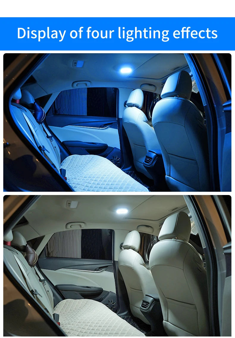 Lampe de plafond à lumière ambiante pour intérieur de voiture, lampe de lecture pour voiture, lumière LED rechargeable, lumière de nuit pour automobiles, fête familiale