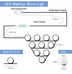 Ampoules LED détachables pour miroir de maquillage professionnel, alimentation USB, lumière pour miroir cosmétique, coiffeuse Hollywood, lumières de vanité