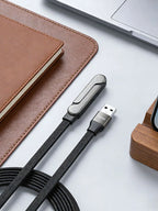 Câble de données pliable 1,5 m 240/65W avec support de téléphone intégré, support invisible, câble de charge rapide pour
