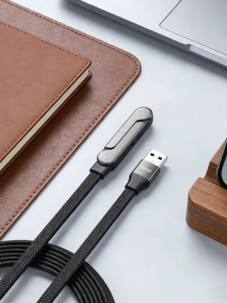 Câble de données pliable 1,5 m 240/65W avec support de téléphone intégré, support invisible, câble de charge rapide pour