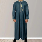 Nouveaux hommes musulmans à manches longues Robe pull Abaya Daffah Jubba Thobe Pakistan saoudien arabe caftan Islam vêtements Robe de prière Afghan