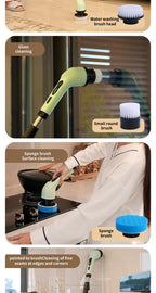 Épurateur électrique 9 en 1, brosse de nettoyage sans fil, douche, poignée d'extension réglable, étanche pour baignoire, carrelage et sol