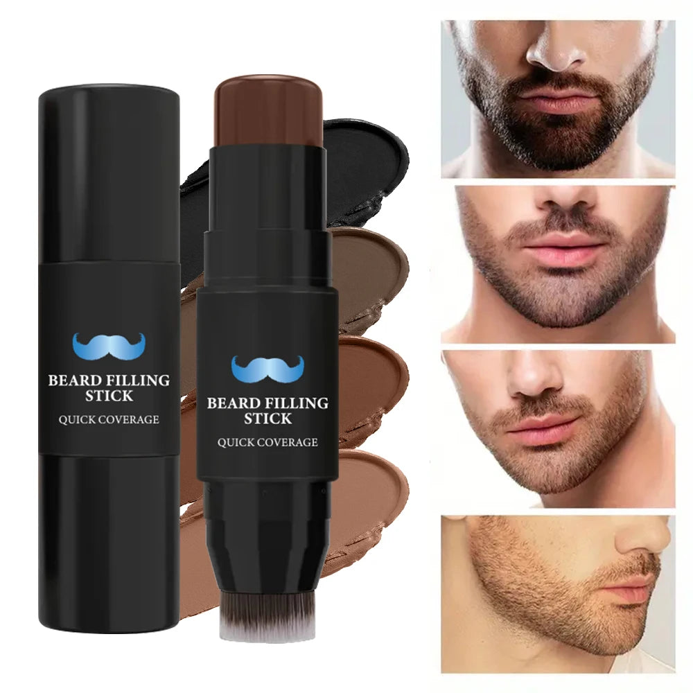 Bâton de remplissage de crayon à barbe et brosse pour hommes, stylo à barbe, bâton de retouche de racine de cheveux, couverture longue durée, maquillage pour moustache et cheveux