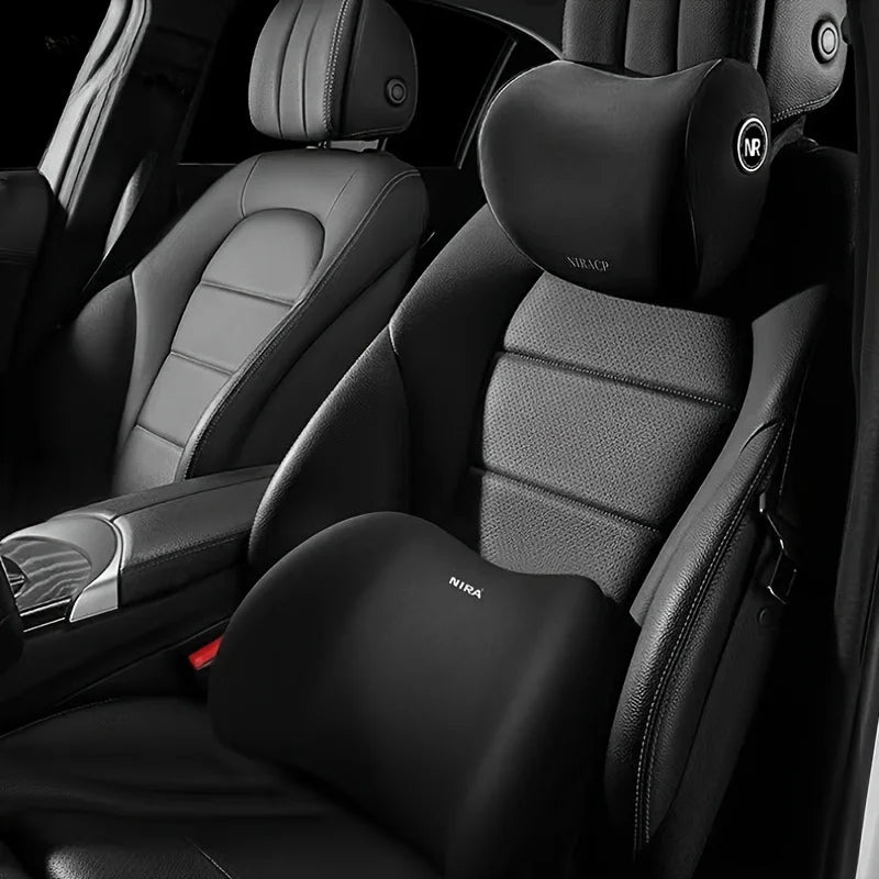 Coussin de siège de voiture ergonomique en mousse à mémoire de forme, adapté à toutes les saisons, appui-tête de voiture confortable, coussin lombaire ou appui-tête ou ensemble