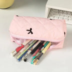 Trousse à crayons Simple à nœud papillon de couleur unie, boîte de rangement de papeterie de bureau Portable, sacs à crayons multifonctionnels pour étudiants 1 pièces