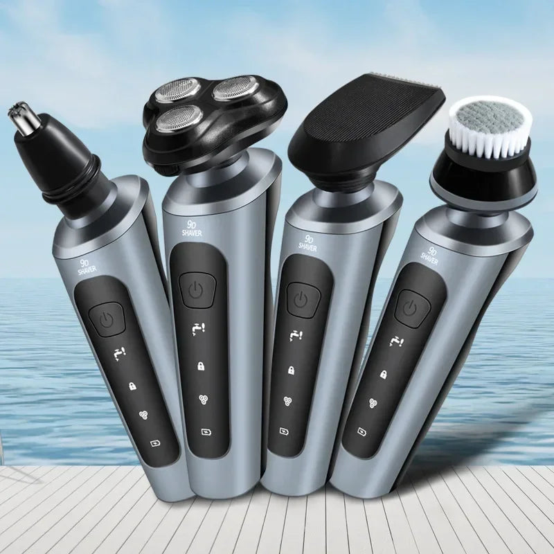Rasoirs électriques étanches pour hommes, tondeuse électrique, support de rasoir, utilisation à sec, batterie aste, rasoirs à distance, machine de rasage