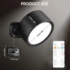 Applique murale LED magnétique, lumières magnétiques à intensité variable, 360 °   Lampe de nuit de projecteur d'armoire de télécommande tactile de rotation