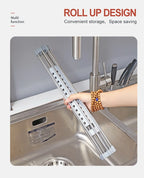 Égouttoir à vaisselle enroulable pour évier, égouttoir à vaisselle en acier inoxydable 304, organisateur de rangement pour assiettes, accessoires de cuisine