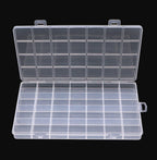 Boîte à bijoux rectangulaire en plastique à 28 grilles, compartiment de rangement, étui à bijoux, boucles d'oreilles, perles, présentoir artisanal, conteneur organisateur, nouveau