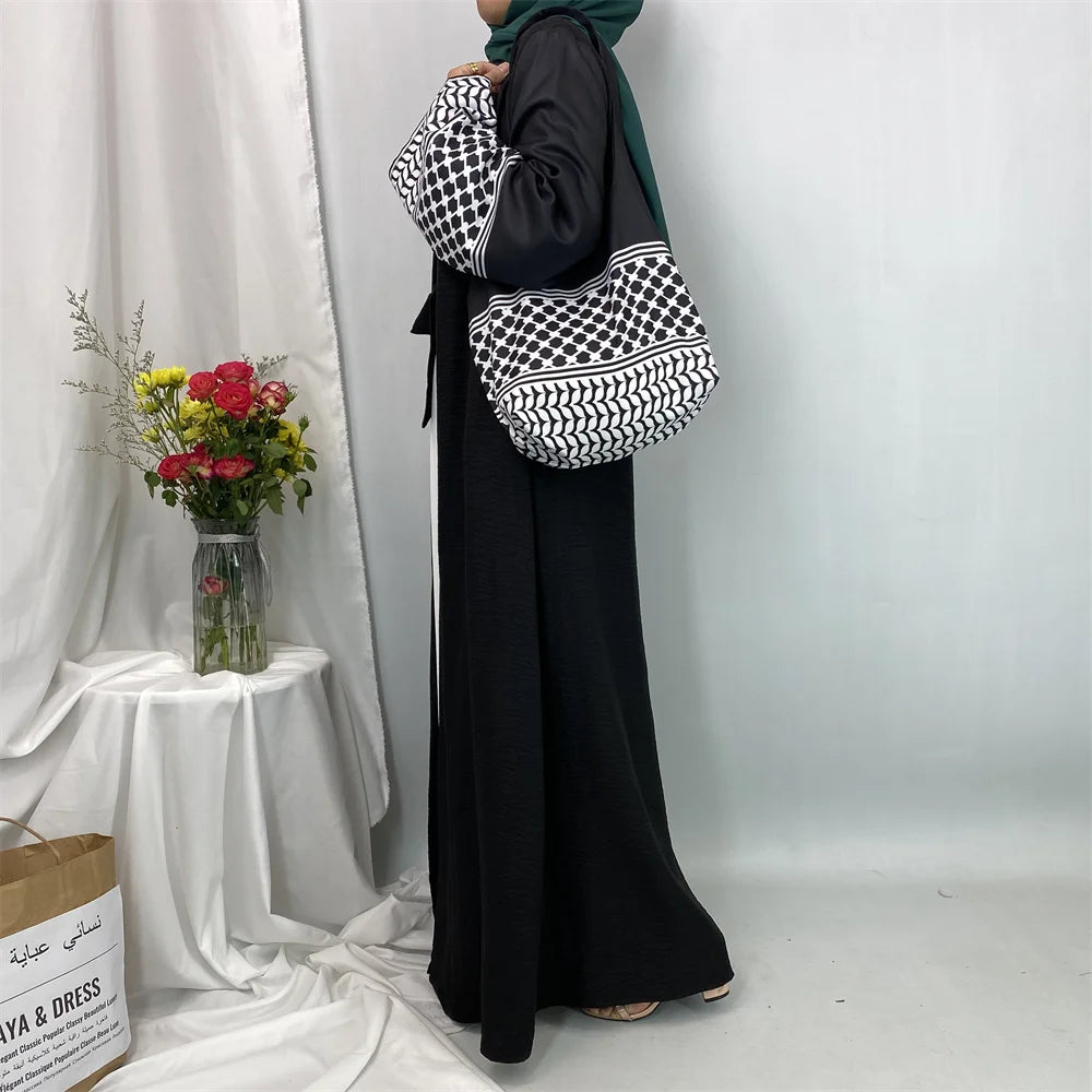 Dubaï élégant caftan Robe modeste Abayas musulman ouvert Abaya et sac femmes Islam Caftan Marocain Robe Arabe Femme Musulmane