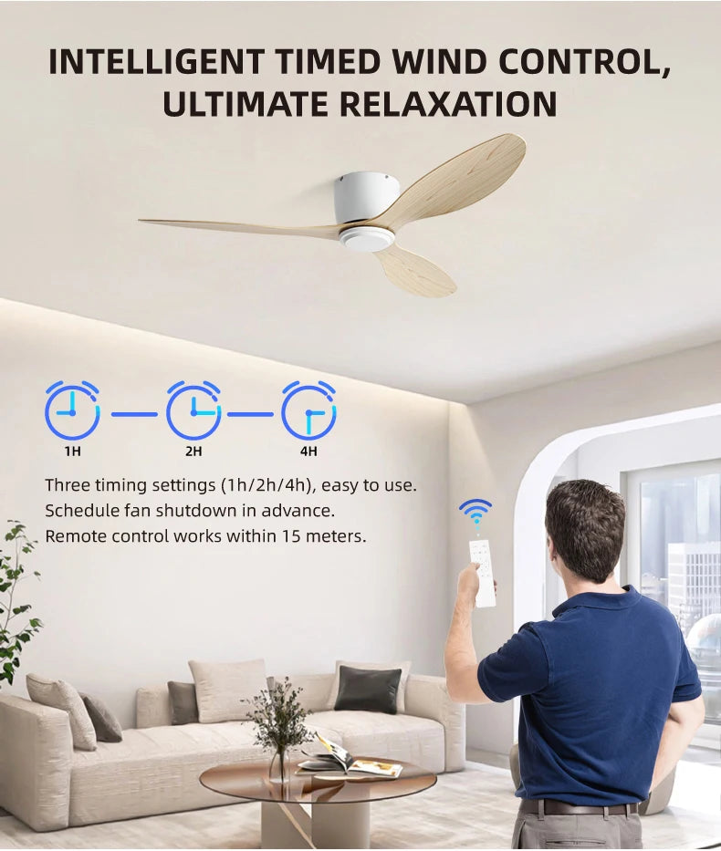 FUMANJIA Ventilateur de plafond CC ultra fin avec télécommande – Silencieux à 6 vitesses, 3 pales ABS, idéal pour les plafonds bas et les espaces minimisés (sans lumière)