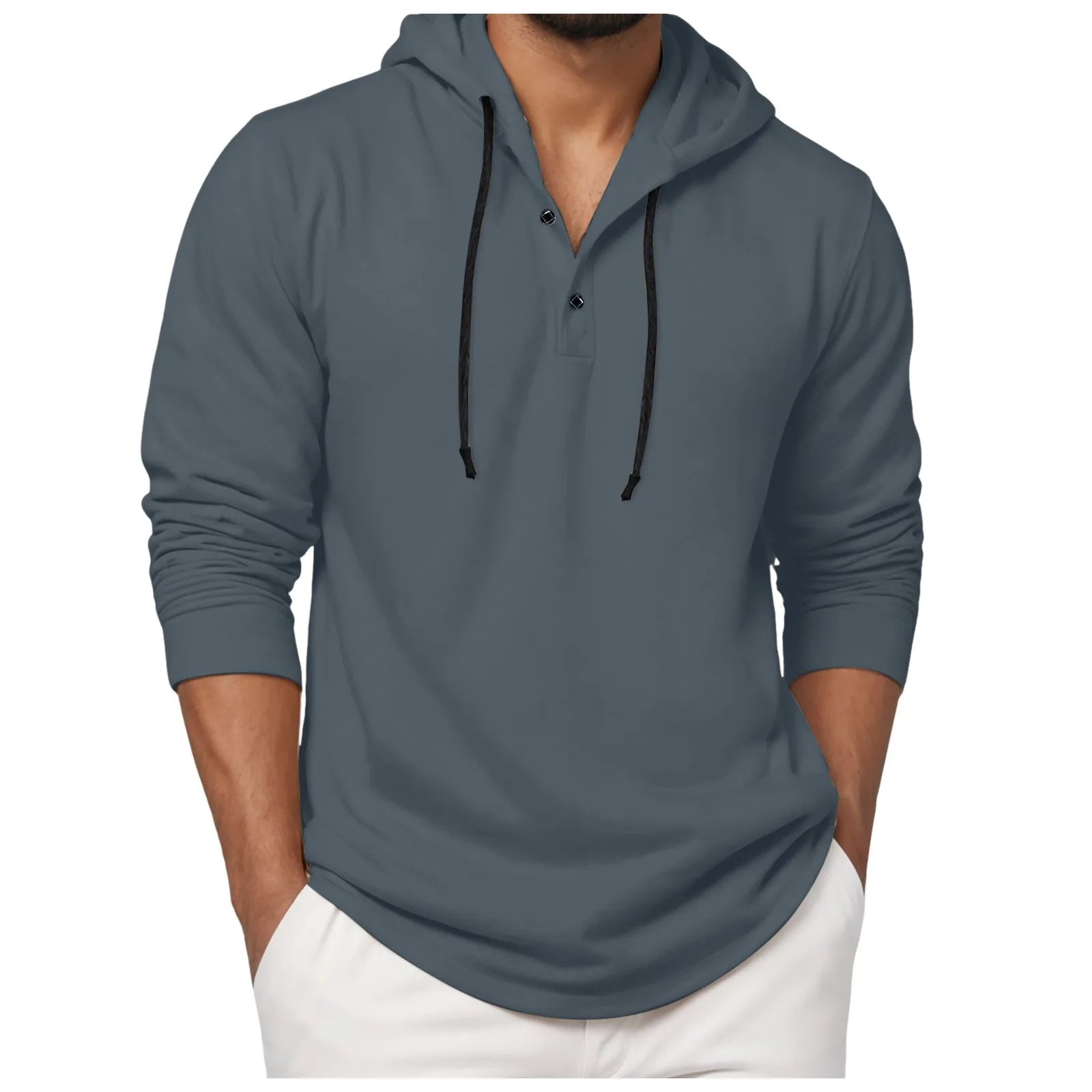Sweat à capuche à manches longues pour hommes, chemise à boutons, décontractée, plage, Yoga, surdimensionné, chemises décontractées pour hommes, ample
