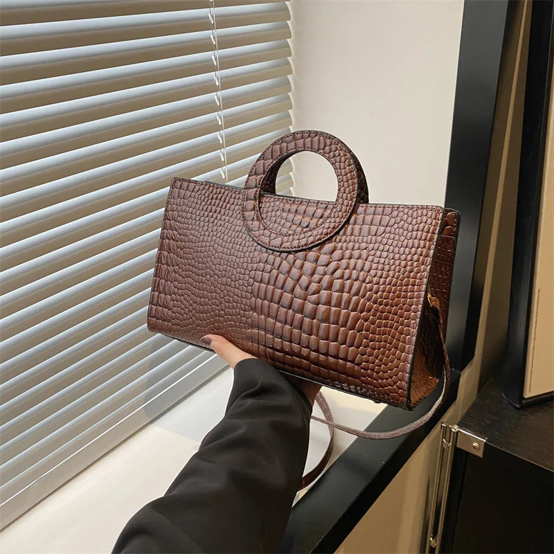 Sacs à main en cuir PU motif Crocodile pour femmes, sac carré vert, marque de mode, sacs à bandoulière, pochettes féminines