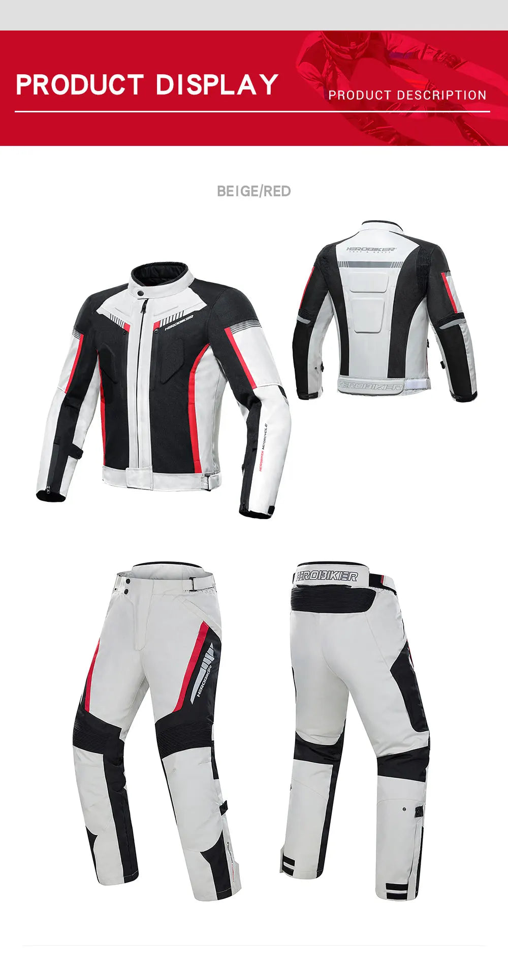 HEROBIKER veste de Moto imperméable homme veste de course pantalon de Moto portable vêtements de Moto avec Protection EVA