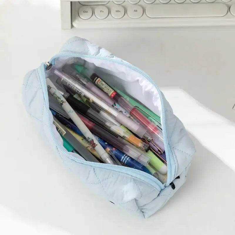 Trousse à crayons Simple à nœud papillon de couleur unie, boîte de rangement de papeterie de bureau Portable, sacs à crayons multifonctionnels pour étudiants 1 pièces