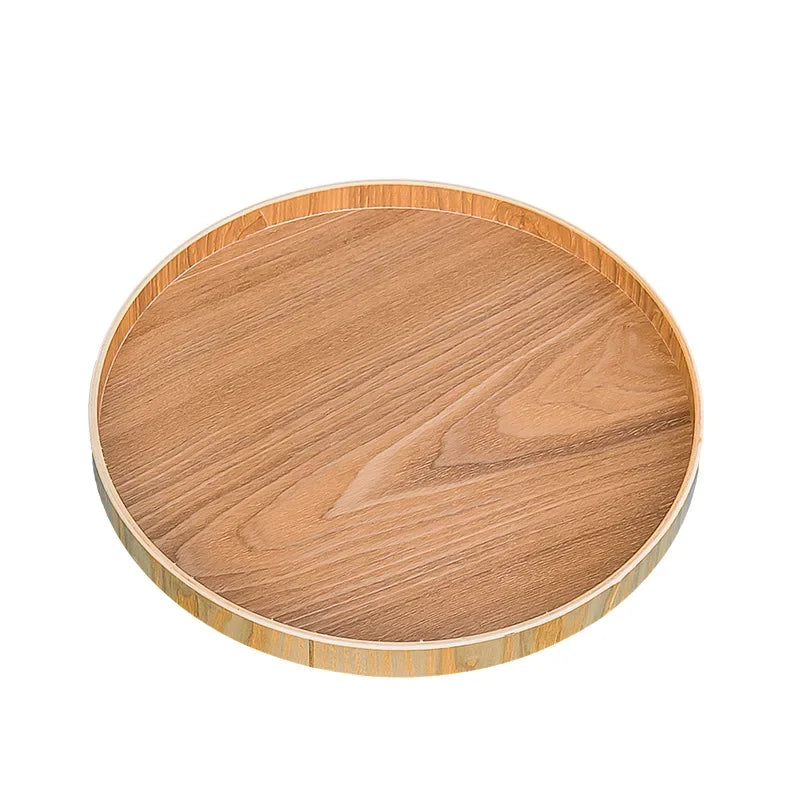 Plateau rond de Style japonais, assiette de service alimentaire, assiette de collation en bois, bol à thé, thé naturel, plats de serveur de nourriture, plateau de boisson WF