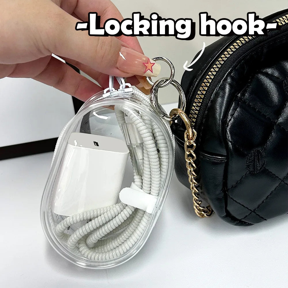 Mini sac de rangement Portable à fermeture éclair transparente, porte-clés poupée de dessin animé, jouet pour enfants, boîte mystère, organisateur pour écouteurs, chargeur, sac cadeau