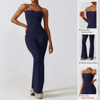 Nouvelle combinaison de yoga sans manches pour femme, salopette évasée de sport à dos nu pour la gym, tenue de sport pour femme