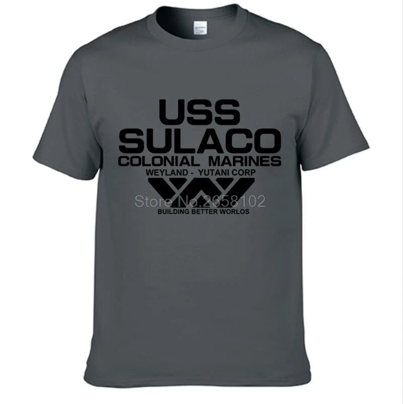 Mode USCSS Nostromo T-Shirt Alien USS Sulaco Colonial Marines Aliens hors monde à manches courtes T-Shirt hommes coton O cou t-shirts