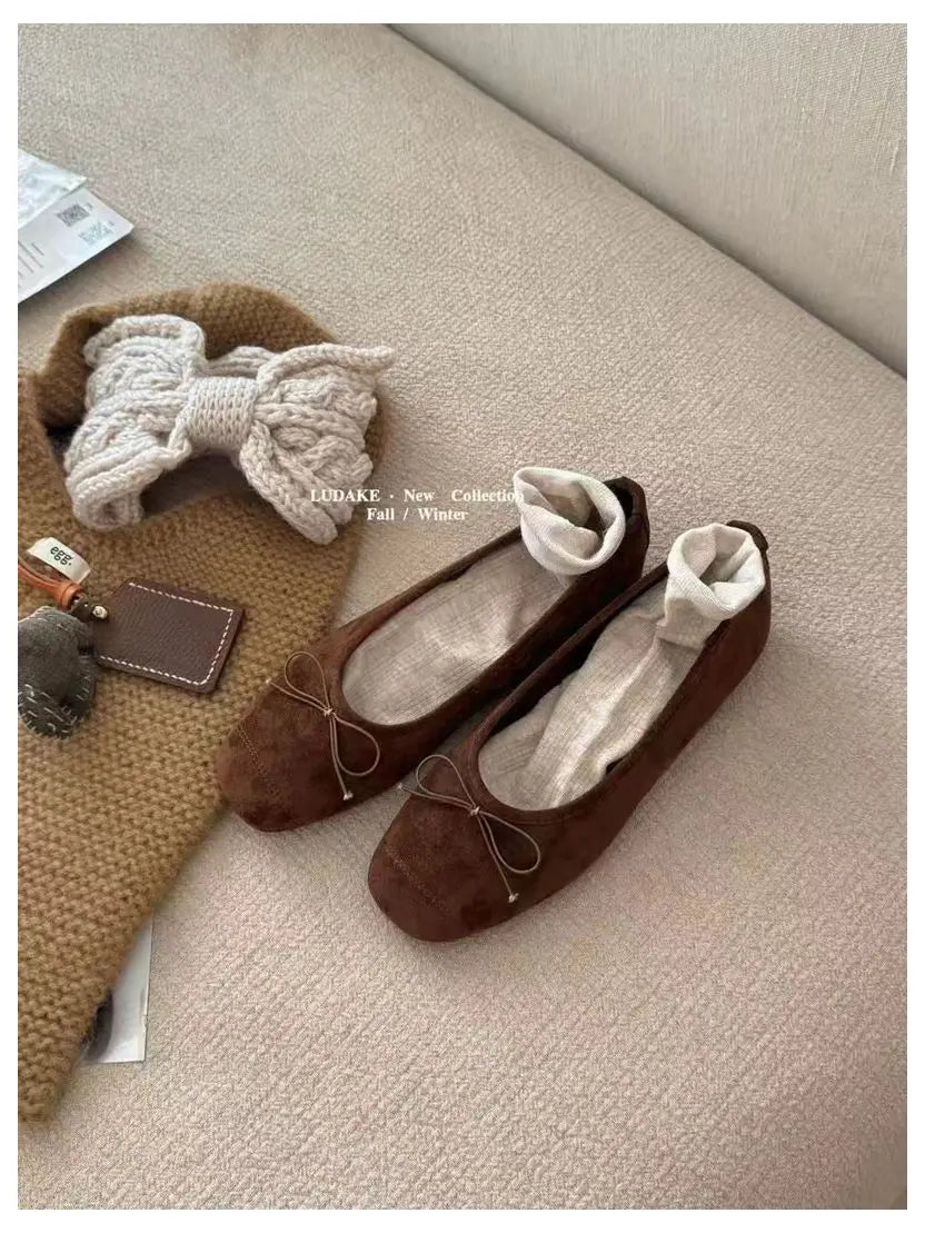 Mocassins ronds décontractés pour femmes, mocassins à enfiler, chaussures plates pour femmes, nœud papillon, ballerine douce, document Candy, mode