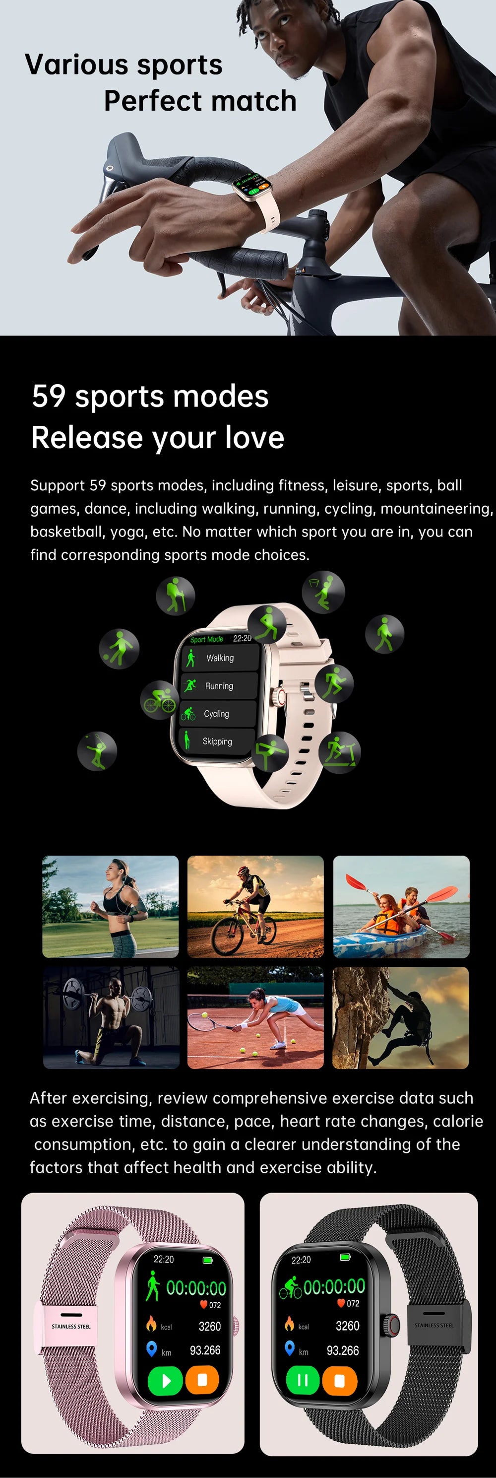 Nouvelles Montres Connectées 2026 pour Femmes, Écran Tactile Complet, Appel Bluetooth, Étanche, Suivi Sportif et de Fitness, Montres Intelligentes pour Hommes et Femmes