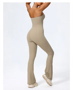 Nouvelle combinaison de yoga sans manches pour femme, salopette évasée de sport à dos nu pour la gym, tenue de sport pour femme