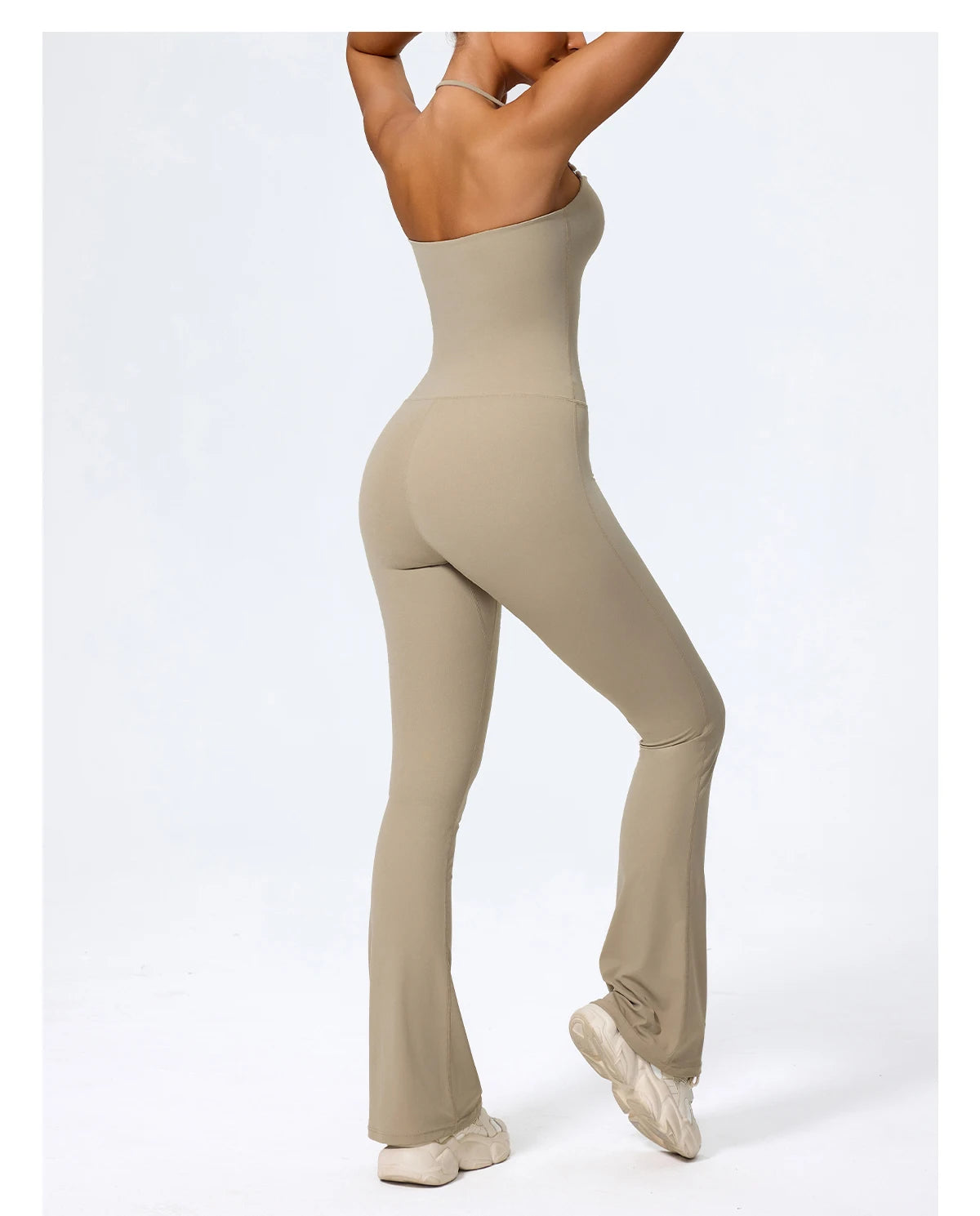 Nouvelle combinaison de yoga sans manches pour femme, salopette évasée de sport à dos nu pour la gym, tenue de sport pour femme