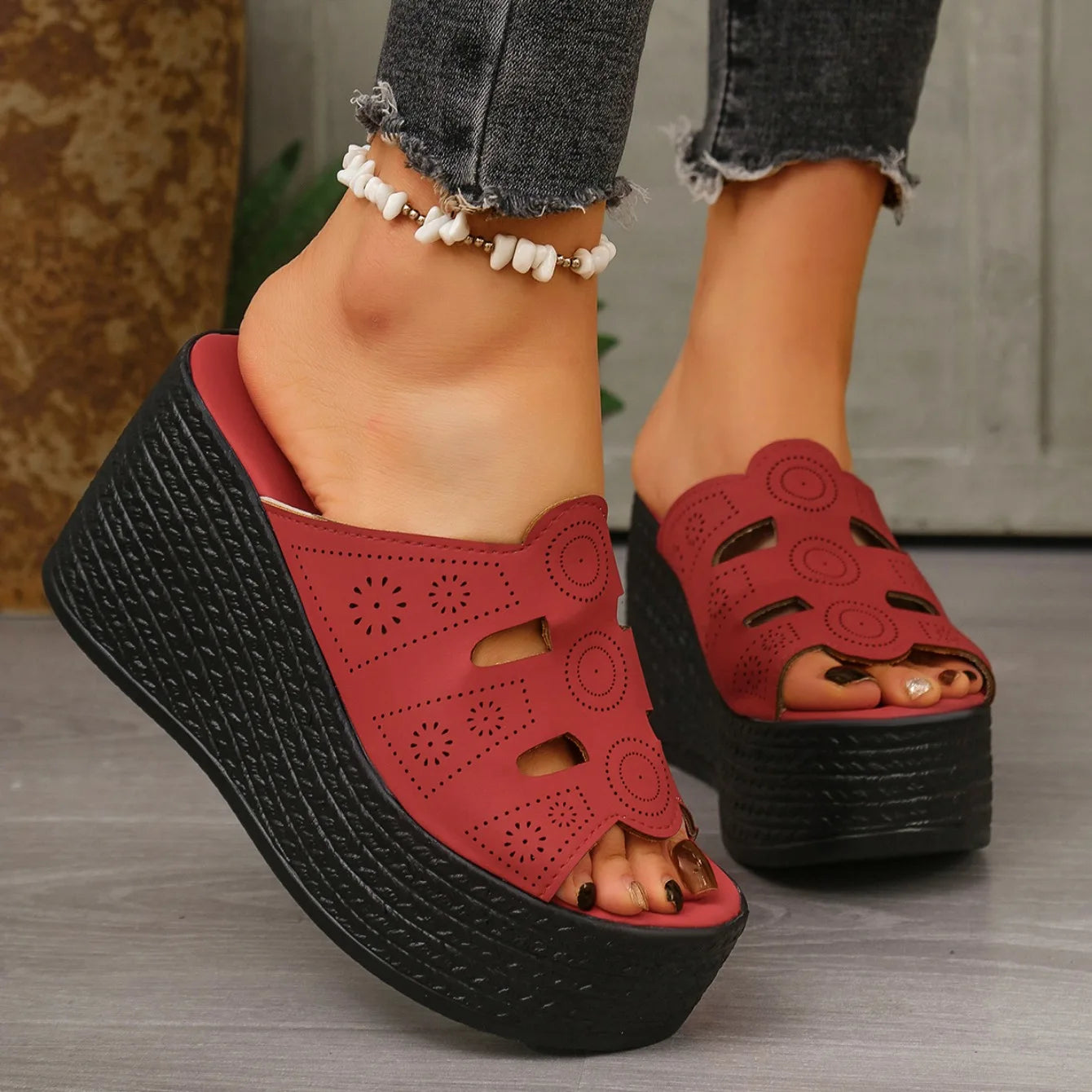 Été décontracté femme sandales en plein air plate-forme antidérapante sandales à talons compensés femmes anti-dérapant confortable chaussures De créateur Zapatos De Mujer