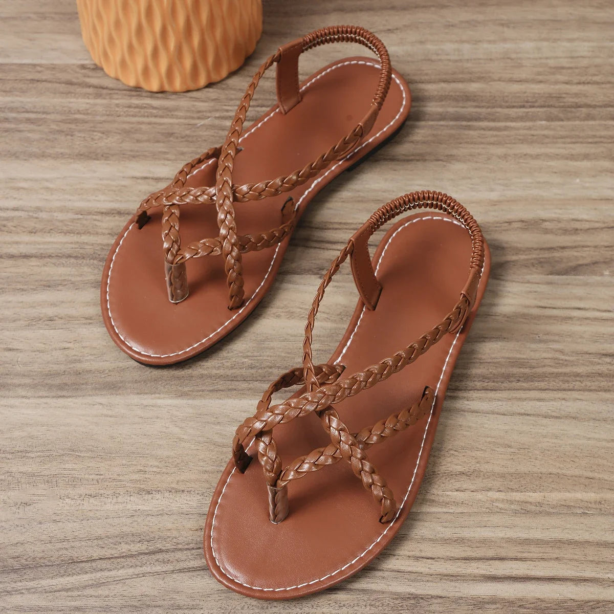 Sandales Creuses Tissées pour Femme, Chaussures de Plage Décontractées, à réinitialisation, pour la Marche, Nouvelle Mode, Été, 2026