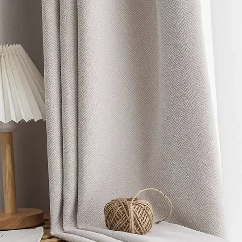 Rideaux en chenille beige épais à chevrons sur mesure pour salon, salle à manger, chambre à coucher – Décoration occultante de luxe et tendance